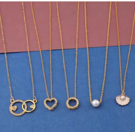 Gold Plated Necklace Combo – Set of 5 Designs