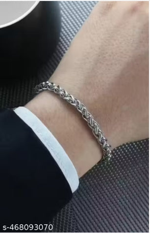 Mens Silver Plating Heavy Wheat Chain Bracelet