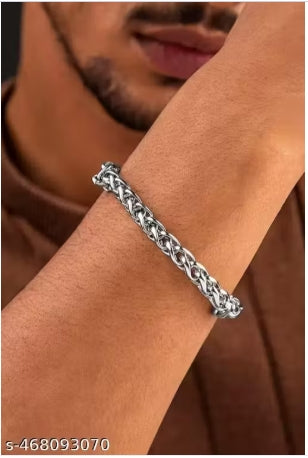 Mens Silver Plating Heavy Wheat Chain Bracelet