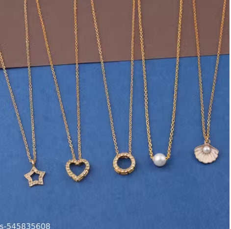 Gold Plated Necklace Combo – Set of 5 Designs