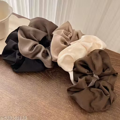 Premium Silk Satin Scrunchies Pack of 5