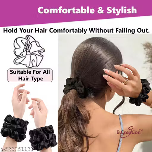 Premium Silk Satin Scrunchies Pack of 5